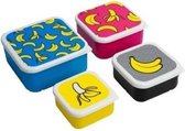 Lunchtrommel set bananen print - 4 stuks - vershoudbakjes