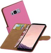 Mobieletelefoonhoesje.nl - Samsung Galaxy S8 Plus Hoesje Effen Bookstyle Roze