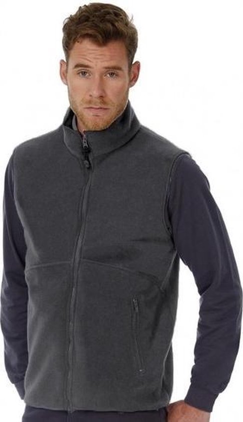 Fleece casual bodywarmer grijs voor heren - Outdoorkleding wandelen/zeilen - Mouwloze vesten M (38/50)