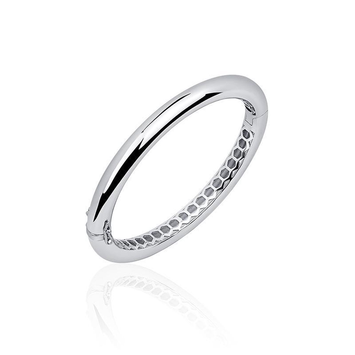 Jewels Inc. - Armband - Bangle Rond Gepolijst - 7mm Breed - Maat 60 - Gerhodineerd Zilver 925