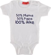 50% Mama 50% Papa 100% ikke romper korte mouw | wit | 62/68