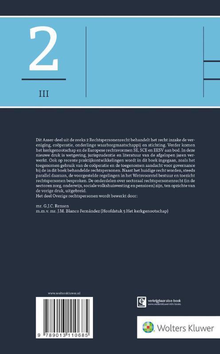 Asser-serie 2-III -   Overige rechtspersonen - back cover
