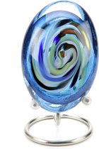 Urnencenter© Mini Knuffel Urn Ovaal - Blauw - Urn Glas