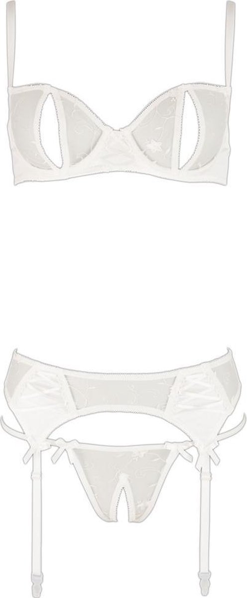 Goedkoopste Abierta Fina – Sexy Beha set met Open Stukken en Decoratieve Veters – Maat 75B/S – Wit