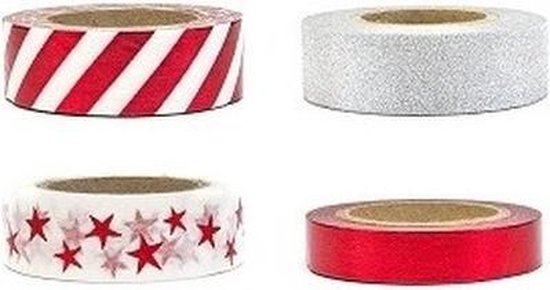 auteur activering Verzoekschrift 4x zelfklevend decoratie tape zilver/rood - washi tape | bol.com