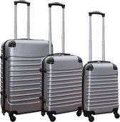 Kofferset 3 delig met wielen en cijferslot - handbagage koffers - ABS - zilver