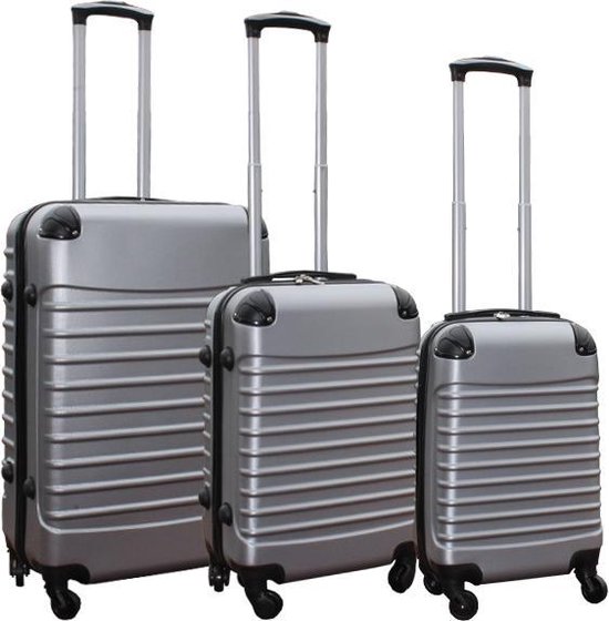 Ensemble de 3 valises rigides légères en ABS avec serrure à combinaison argent (228)