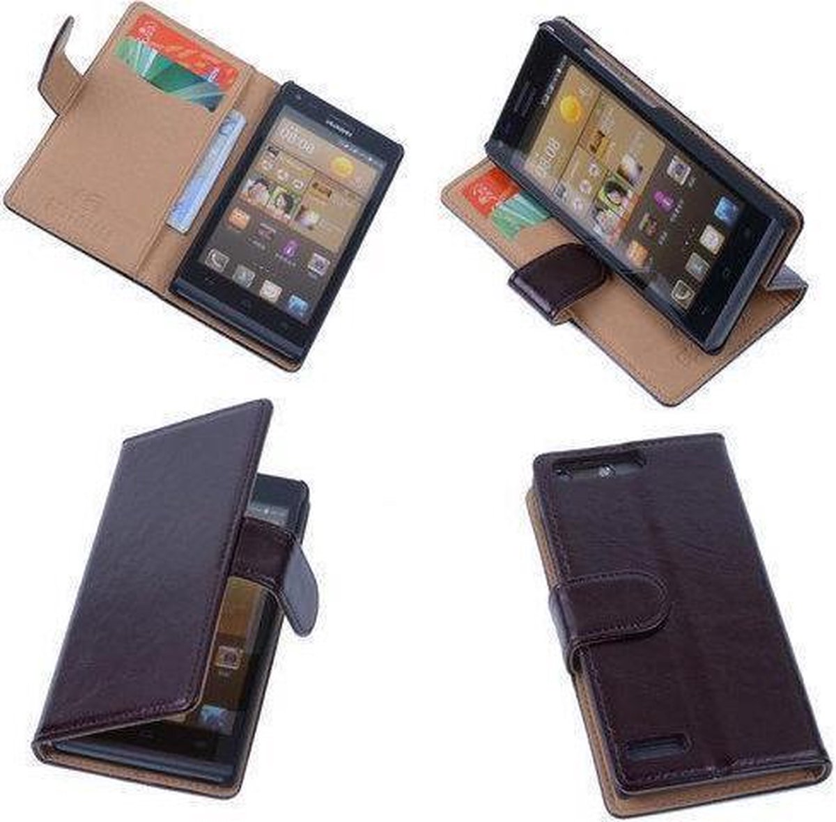 PU Leder Hoesje Huawei Ascend G6 Book/Wallet Case/Cover Mocca