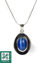 Kattenoog donkerblauw-zilveren ketting