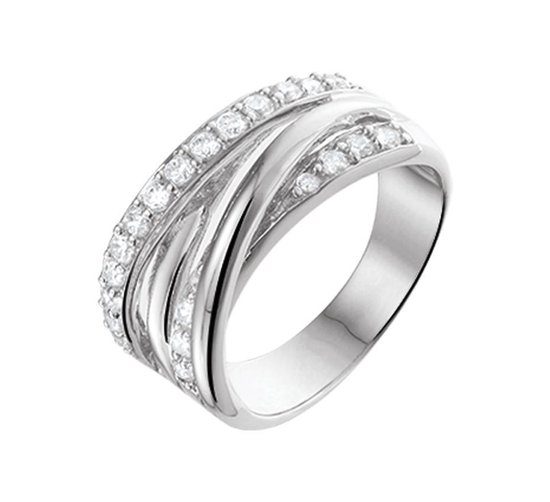 The Jewelry Collection Ring Zirkonia - zilverkleurig Gerhodineerd