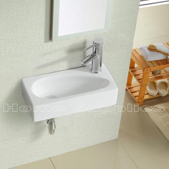 Maan schuur offset Fontein 40cm TEARDROP � WC-Wastafel Set RECHTS Wit � 40 x 20 x 10 cm � Wit  Design... | bol.com