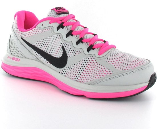 Nike Womens Dual Fusion Run 3 - Loopschoenen - Dames - Maat 39 - Grijs;Roze  | bol.com