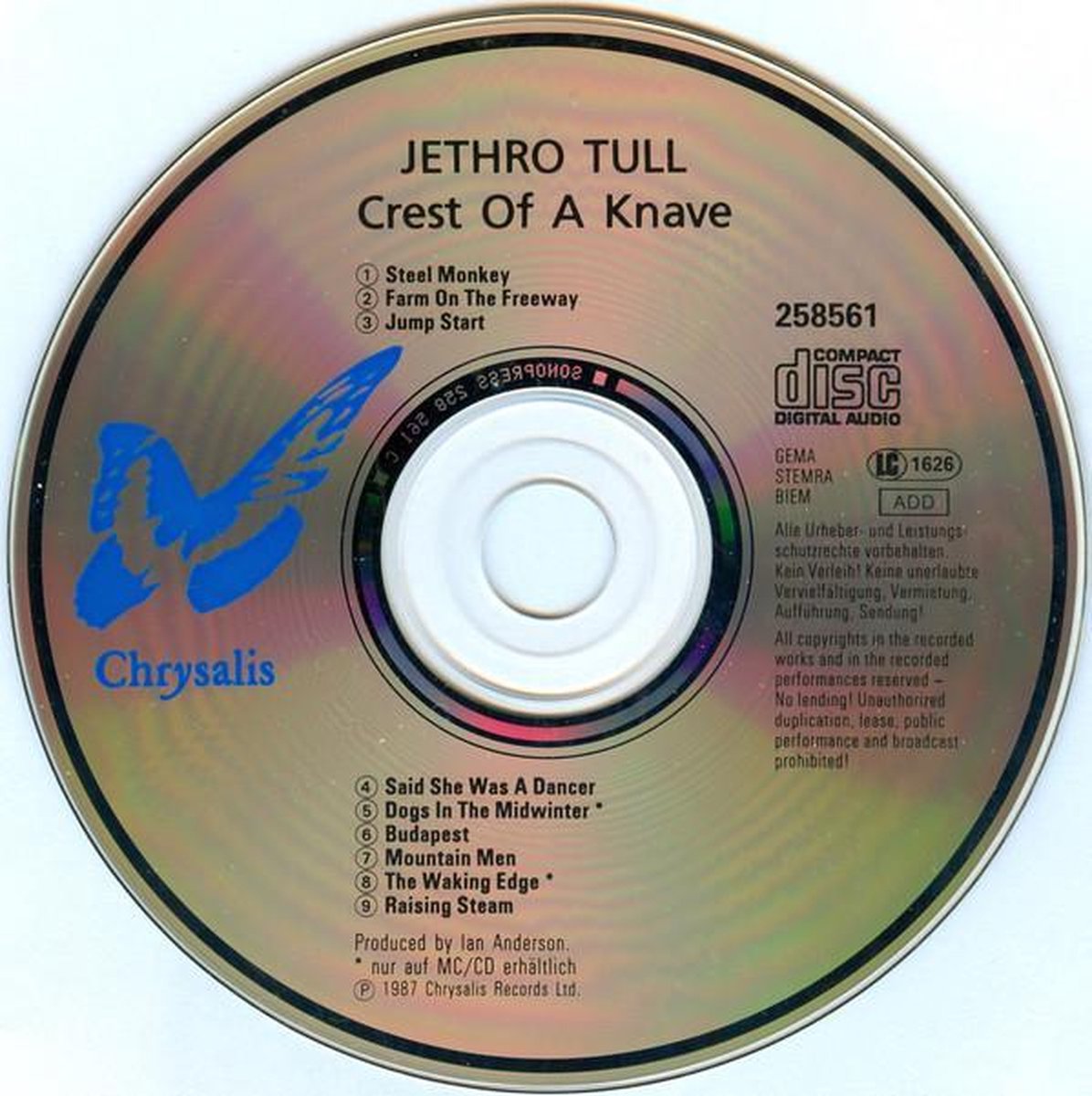 Jethro Tull Crest of a knave, Jethro Tull CD (album) Muziek