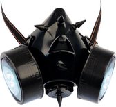 Lichtgevend Gasmasker met Zwarte Spikes en 2 LED Filters - 12.5 x 12.5 cm - 100% Siliconen | PVC Halfgelaatsmasker voor BDSM Bondage Feesten of Hardcore en Hardstyle Festivals