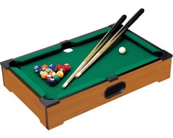 foto van Mini Pool tafel - Pooltafel voor thuis - Snookertafel - Mini pooltafel - Pooltafel kinderen - Inclusief accessoires - 51 x 31 x 9 cm - Bruin - Tabletop - sinterklaas - kerst - kerstcadeau