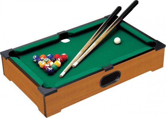 Mini Pool tafel - Pooltafel voor thuis - Snookertafel - Mini pooltafel - Pooltafel kinderen - Inclusief accessoires - 51 x 31 x 9 cm - Bruin - Tabletop