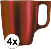 4x Rode koffie bekers/mokken 250 ml