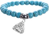 Fako Bijoux® - Armband - Turquoise Kralen - Buddha - 8mm