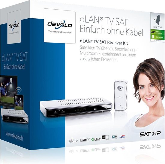 Devolo dLAN TV SAT Receiver Kit TV settop box Satelliet Full HD Wit