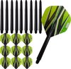 Afbeelding van het spelletje ABC Darts Flights Pentathlon - Dart flights en Medium Dart Shafts - Spitfire zwart groen - 3 sets