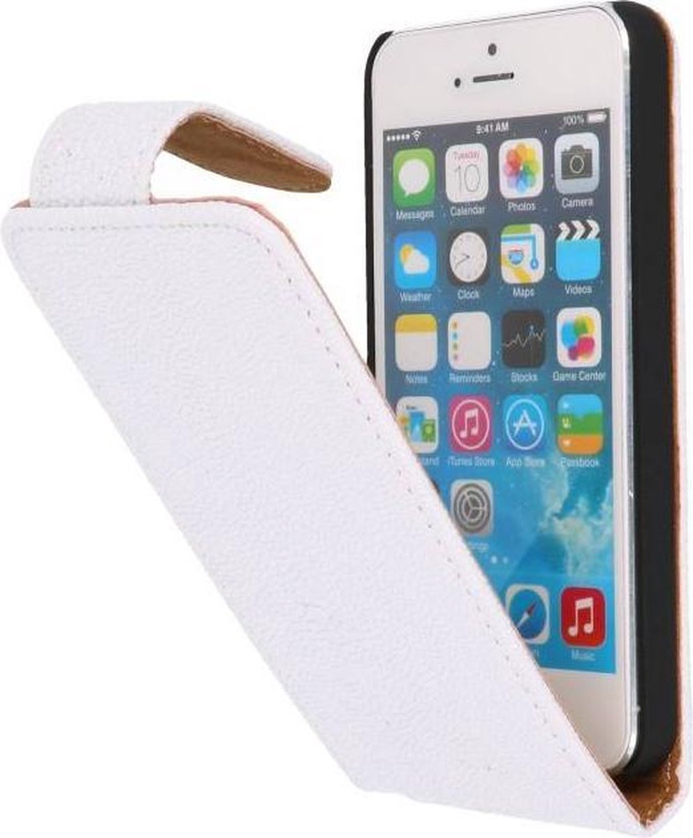AA-Case Wit Flip Cover Effen design geschikt voor Apple iPhone 5/5s/SE