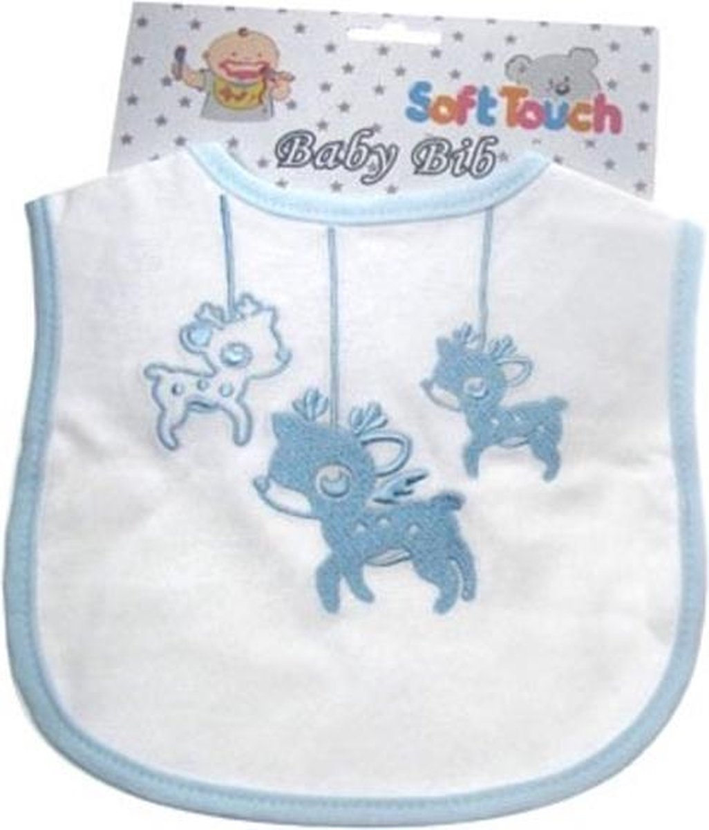 Soft Touch slabbetje "Hertje" blauw Soft Touch slabbetje "Hertje" blauw