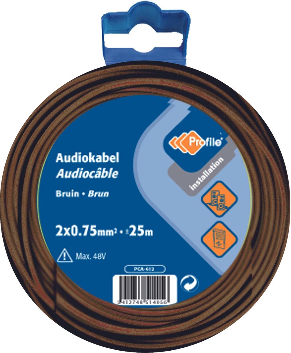 PROFILE luidsprekerkabel - 2x0m75mm² - bruin - 25 meter