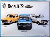 Renault 12 Metalen wandbord 30 x 40 cm.