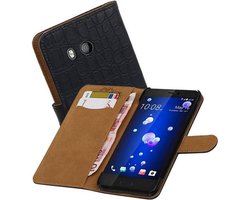 Croco Bookstyle Wallet Case Hoesjes Geschikt voor HTC U11 Zwart