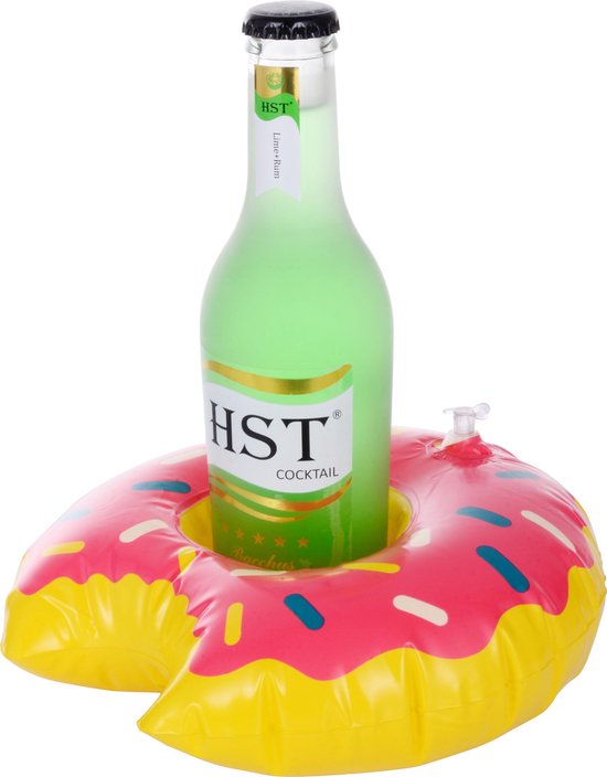 Gift pack 12x inflatable cup holder donut | opblaasbare blikjeshouder | blikje houder zwembad | drankje flesje beker houder opblaasbaar