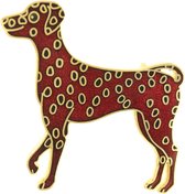 Behave Broche hond Dalmatiër rood zwart emaille