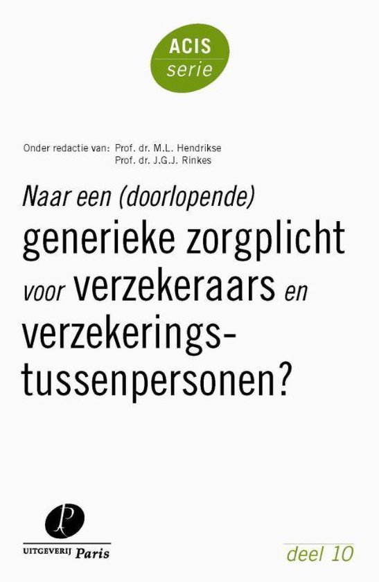 ACIS-serie 10 - Naar een (doorlopende) generieke zorgplicht  ... - cover