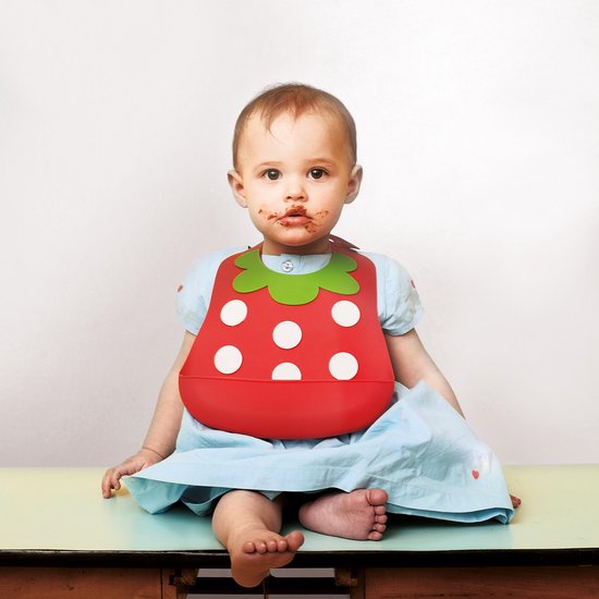 Dotz Kids slabbetje - silicone Strawberry - 6 maanden tot 3 jaar