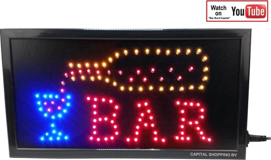 Led licht bord ledbord BAR (Met Animatie - Glas wordt gevuld) | bol.com