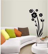 Coart Muursticker Bloemen Horizon – zwart – zelfklevend velours – 68 x 133 cm