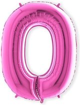 Folieballon cijfer 0 fuchsia (100cm)