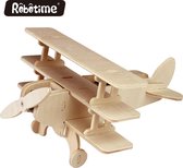 Robotime P250 houten speelgoed vliegtuig met zonnecel