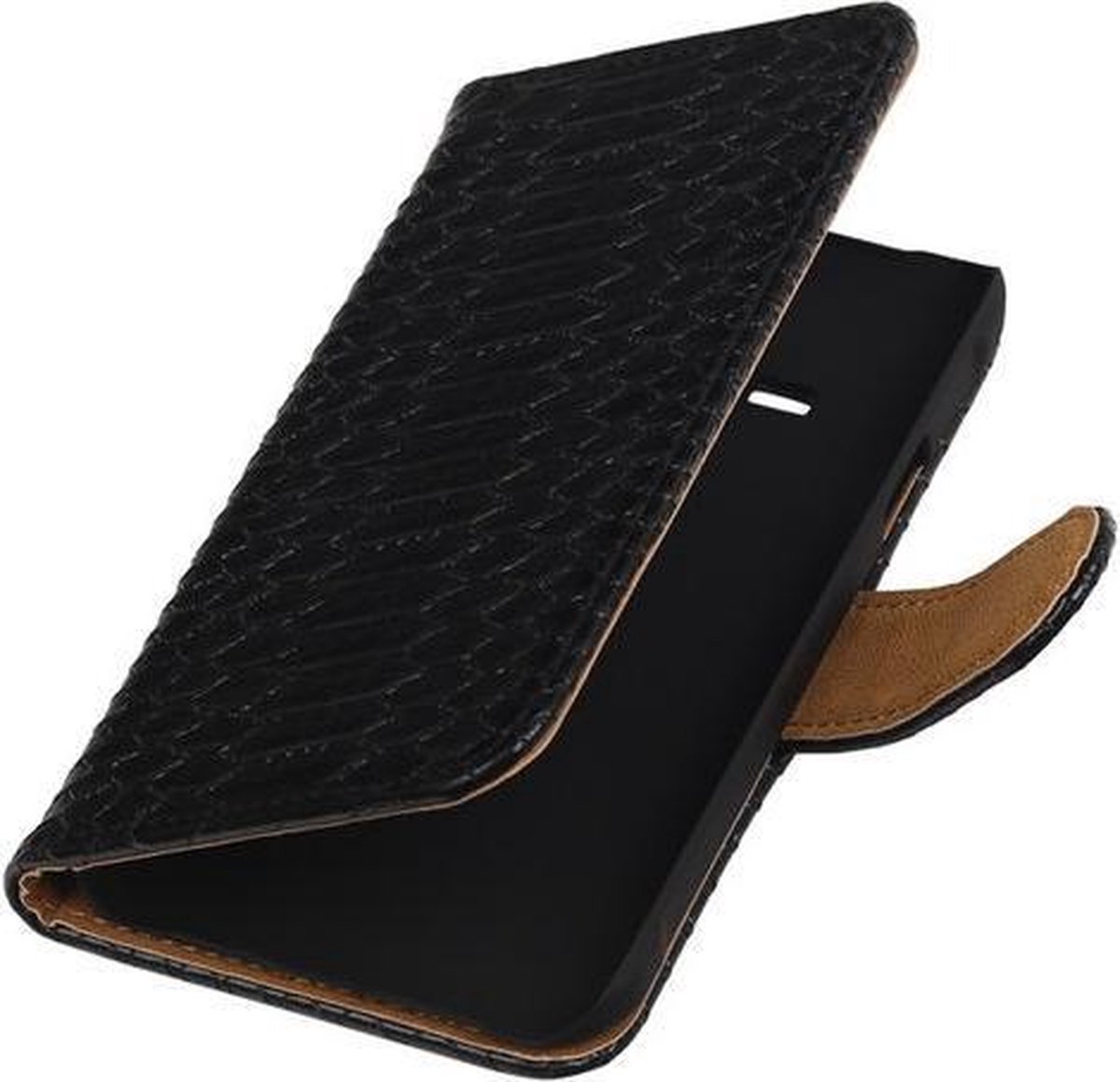 Zwart Slang Booktype Samsung Galaxy Grand 2 Wallet Cover Hoesje