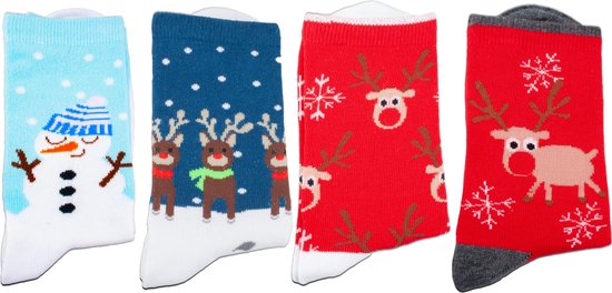 Kerst sokken - set van 4 paar -  maat 36 t/m 43
