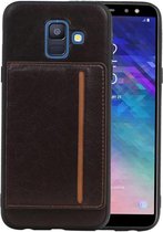 Mocca Staand Back Cover 1 Pasjes voor Samsung Galaxy A6 2018