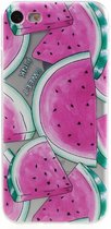 Shop4 - Geschikt voor iPhone SE (2022) / SE (2020) / 8 / 7 Hoesje - Zachte Back Case Watermeloen Transparant