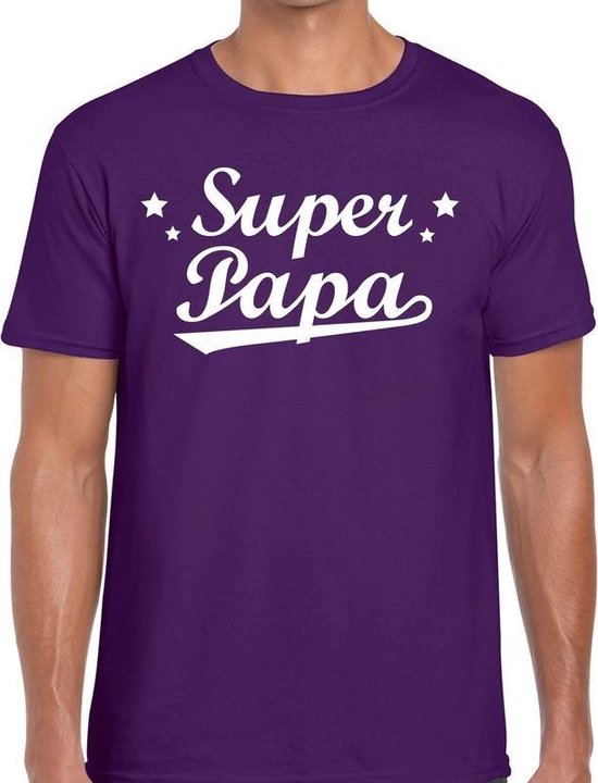 Super papa t-shirt paars voor heren - paars super papa cadeaushirt ...