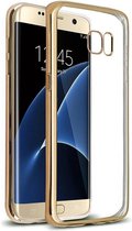 Samsung Galaxy S7 Edge - Siliconen Gouden Bumper Electro Plating met Transparante TPU Hoesje (Gold Silicone Hoesje / Cover)