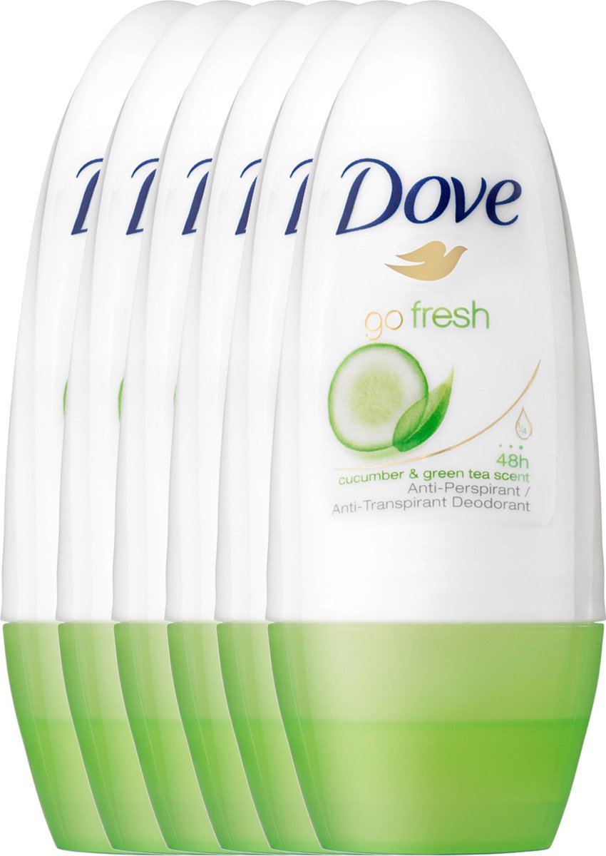 Goedkoopste Dove Go Fresh Cucumber & Green Tea Women - 6 x 50 ml - Deodorant Roller - Voordeelverpakking