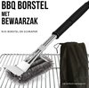1 BBQ Borstel met Schraper, Zwart, Roestvrij staal, Verzinktstaal