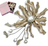 ComfortTrends Broche 10 x 7 cm Zilverkleurig - Met parels