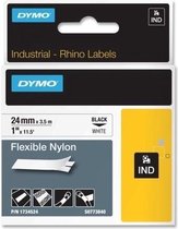 DYMO Rhino industriële Flexibele Nylon Labels | 24 mm x 3,5 m | zwarte afdruk op wit | zelfklevende labels voor Rhino & LabelManager labelprinters