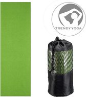 Trendy Yogamat Toalha Handdoek - wasbaar - 183 cm lang x 63 cm breed x 2 mm dik - Groen - incl. draagtas