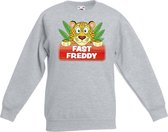 Fast Freddy sweater grijs voor kinderen - unisex - luipaarden trui 7-8 jaar (122/128)