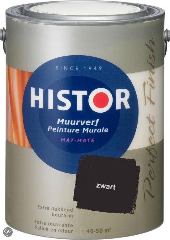 Histor Perfect Finish Muurverf Mat 5 liter - Zwart | bol.com
